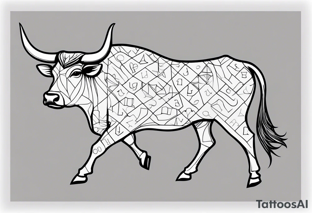 realistic laying ox tattoo idea