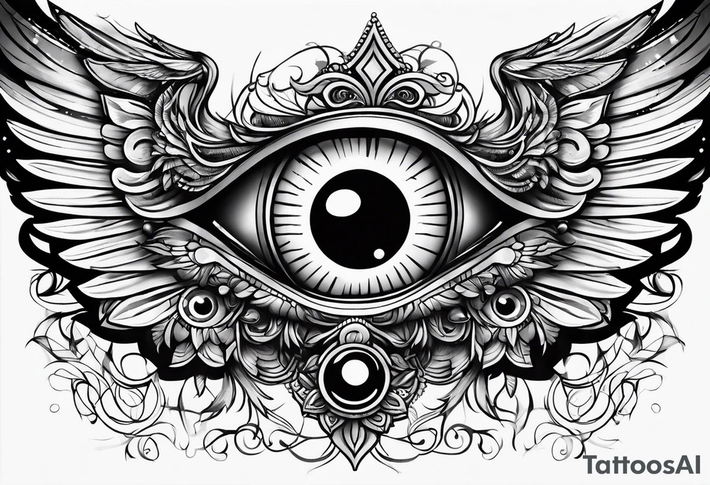 big eye with wings tattoo idea