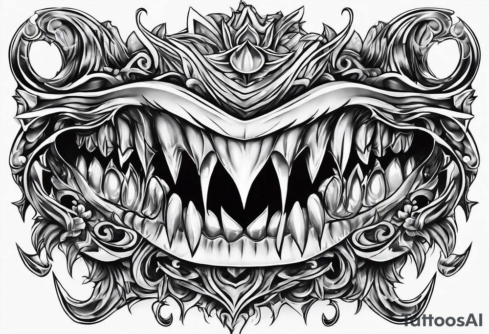 Bondage sexy vampire teeth tattoo idea