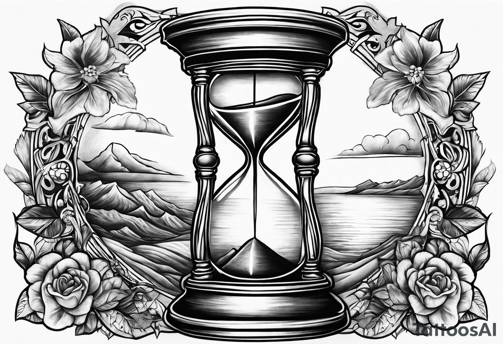 hourglass grandfather memorial sunset tattoo idea