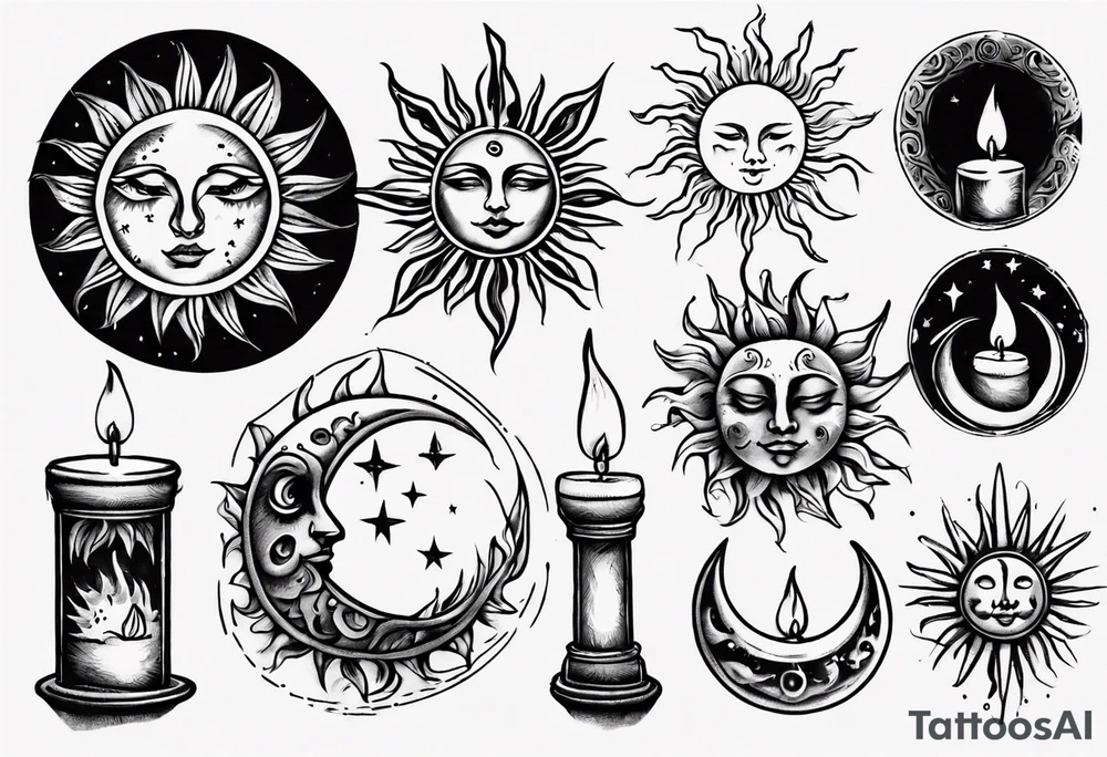 Sun. Moon. Candle. tattoo idea