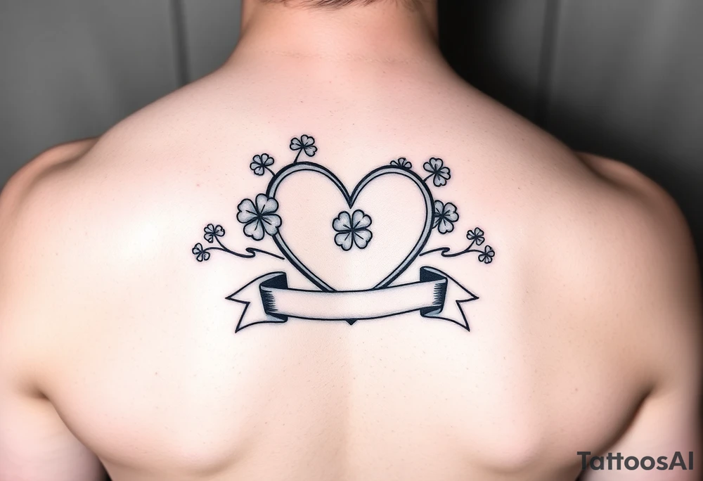Cute Heart with Shamrocks and a banner tattoo idea