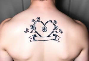 Cute Heart with Shamrocks and a banner tattoo idea