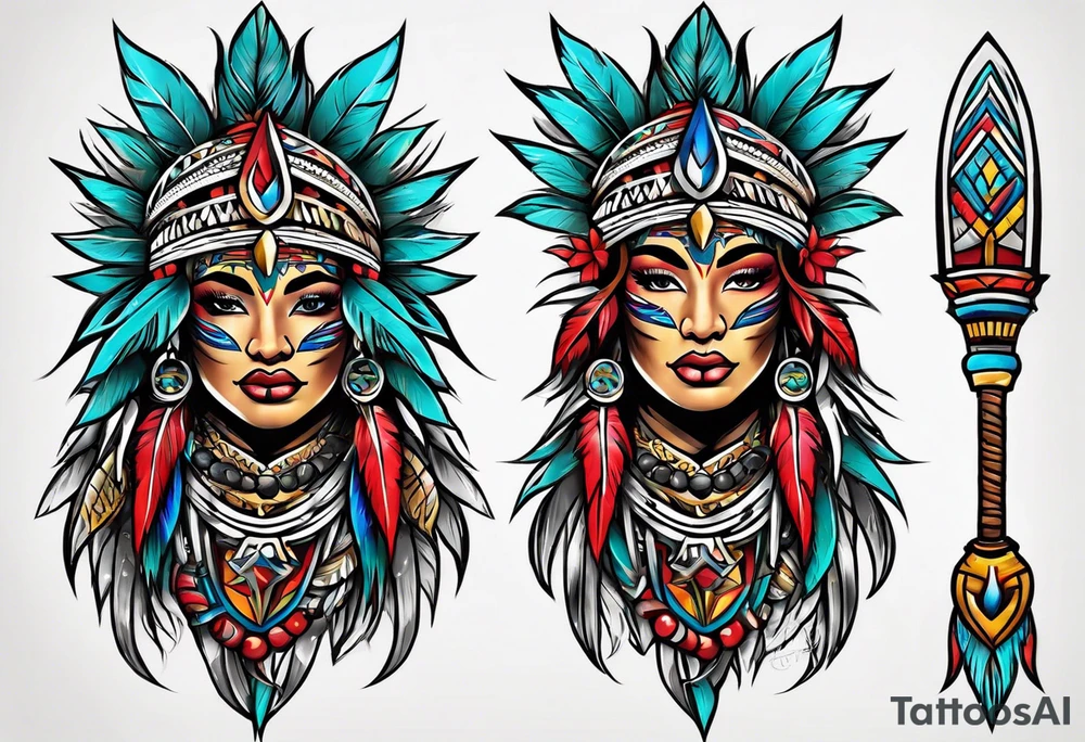 Puerto Rican tribal arm tattoo with spears tattoo idea