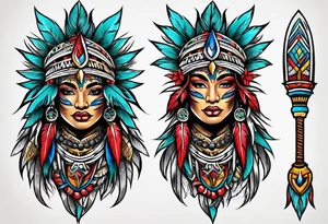 Puerto Rican tribal arm tattoo with spears tattoo idea
