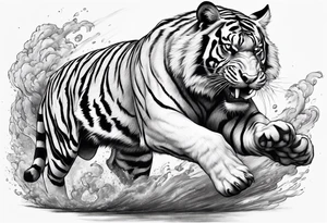 Big tiger kicking a pig tattoo idea