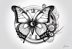 Butterfly with Clock tattoo idea