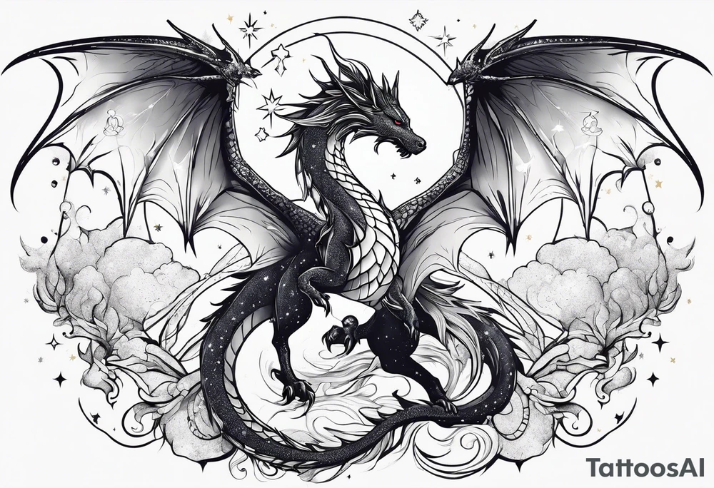 Constellation, wing , snow , cross , dragon cute tattoo idea