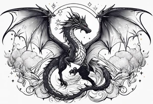 Constellation, wing , snow , cross , dragon cute tattoo idea