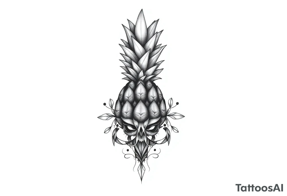 Bushy crown pineapple vagina, design to go over vagina , erotic vagina area design, anus to be at the bottom tattoo idea