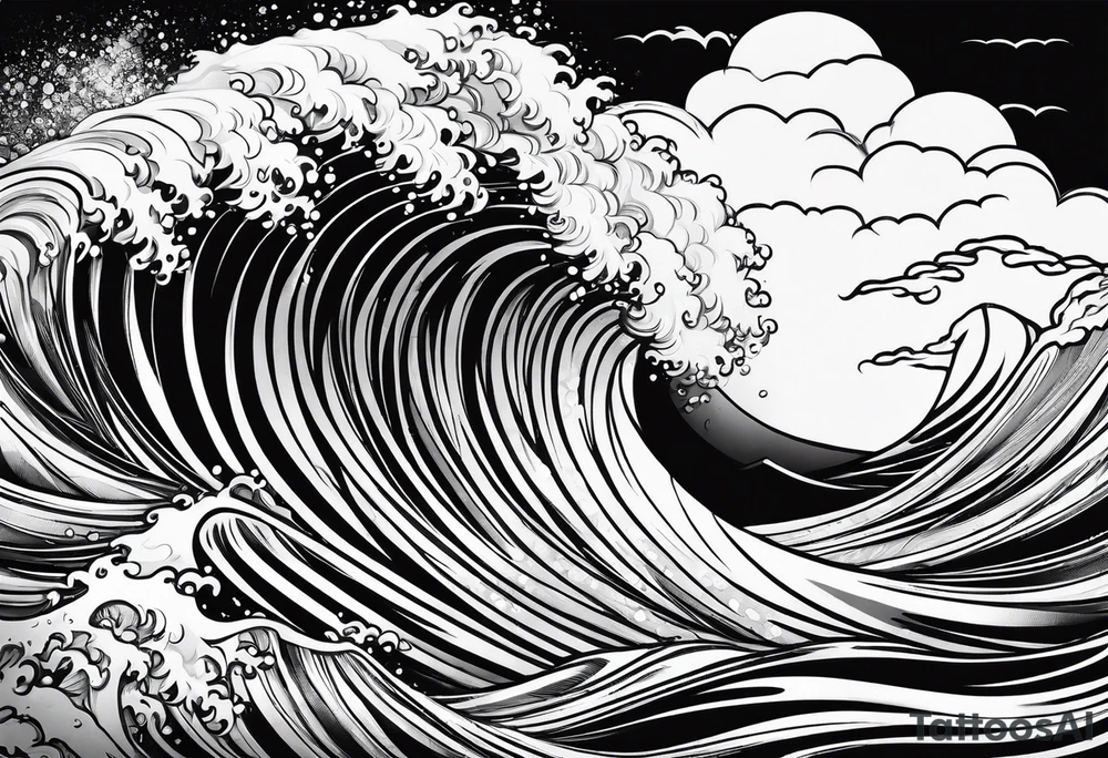 only waves background tattoo idea