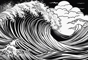 only waves background tattoo idea