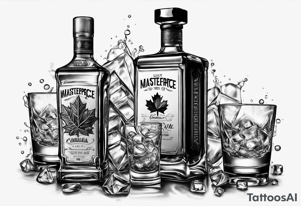 Canadian whiskey and glass of ice tattoo idea