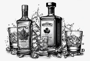 Canadian whiskey and glass of ice tattoo idea