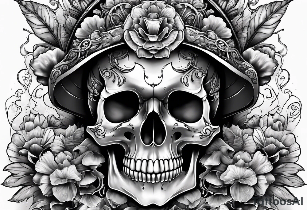 skull and mushrooms tattoo idea