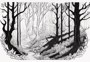 Living forest transitioning to a dead forest tattoo idea