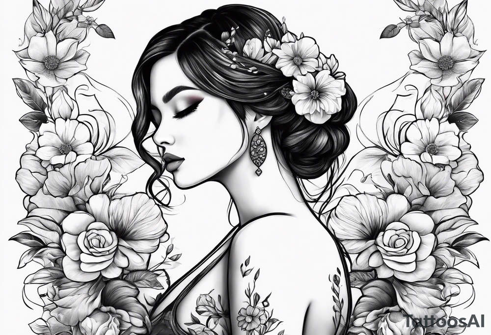 "Love yourself first"  with flowers tattoo idea