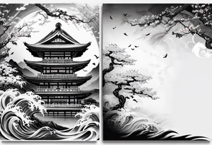 japanese sleeve tattoo with swirly elements tattoo idea