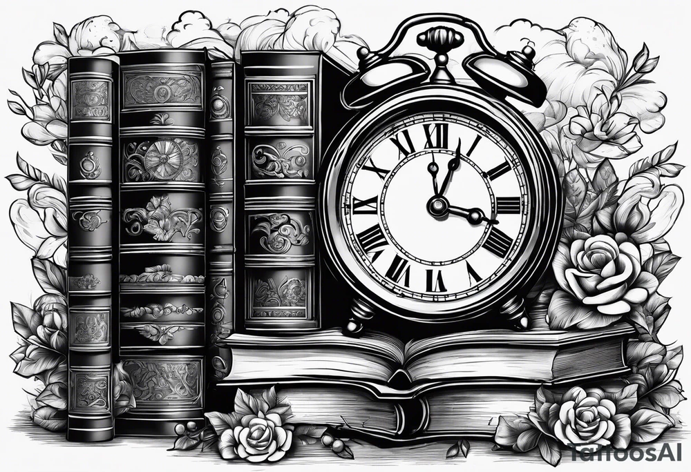 Stack of books with reference to time tattoo idea