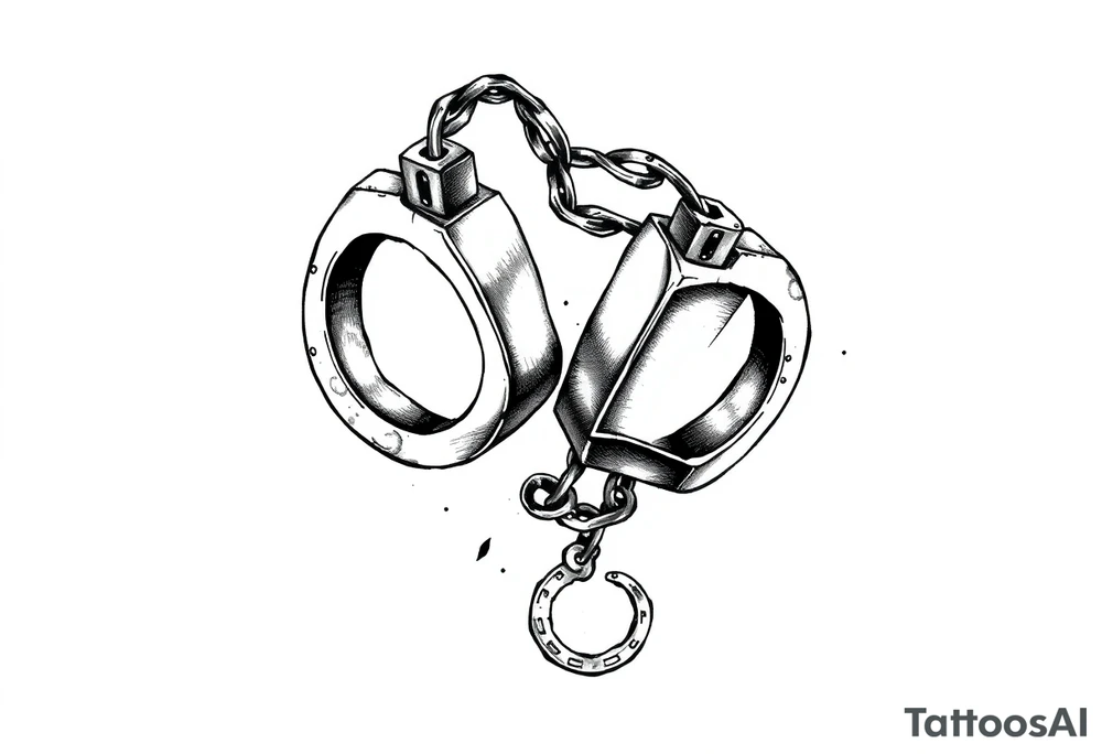 chicano style peice with broken handcuffs tattoo idea