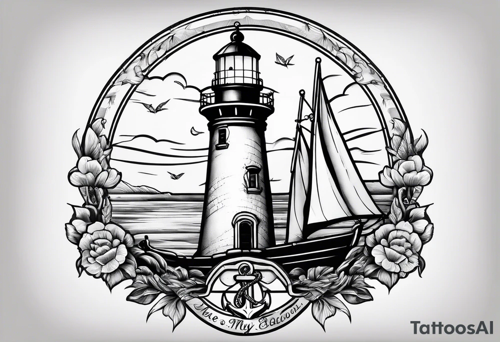 Lighthouse and anchor that says "my beacon, my anchor" tattoo idea