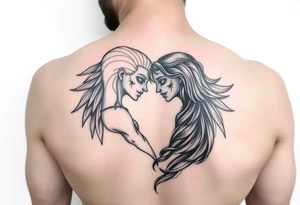 Two lost souls merging into one representing one love tattoo idea