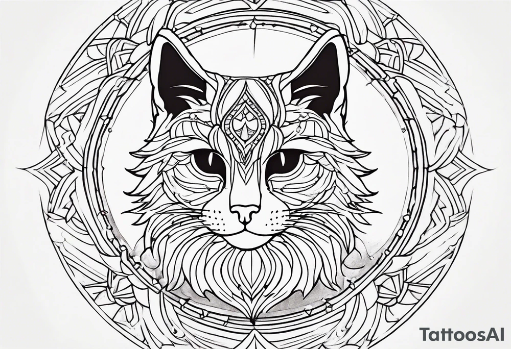 Cat mandala tattoo idea