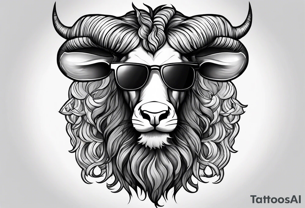 capricorn with beard and sunglasses tattoo idea