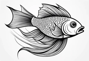 A fish with a beautiful tail, with graceful movement. tattoo idea