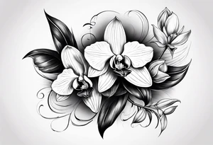 Orquídea olho de boca com flores da primavera tattoo idea