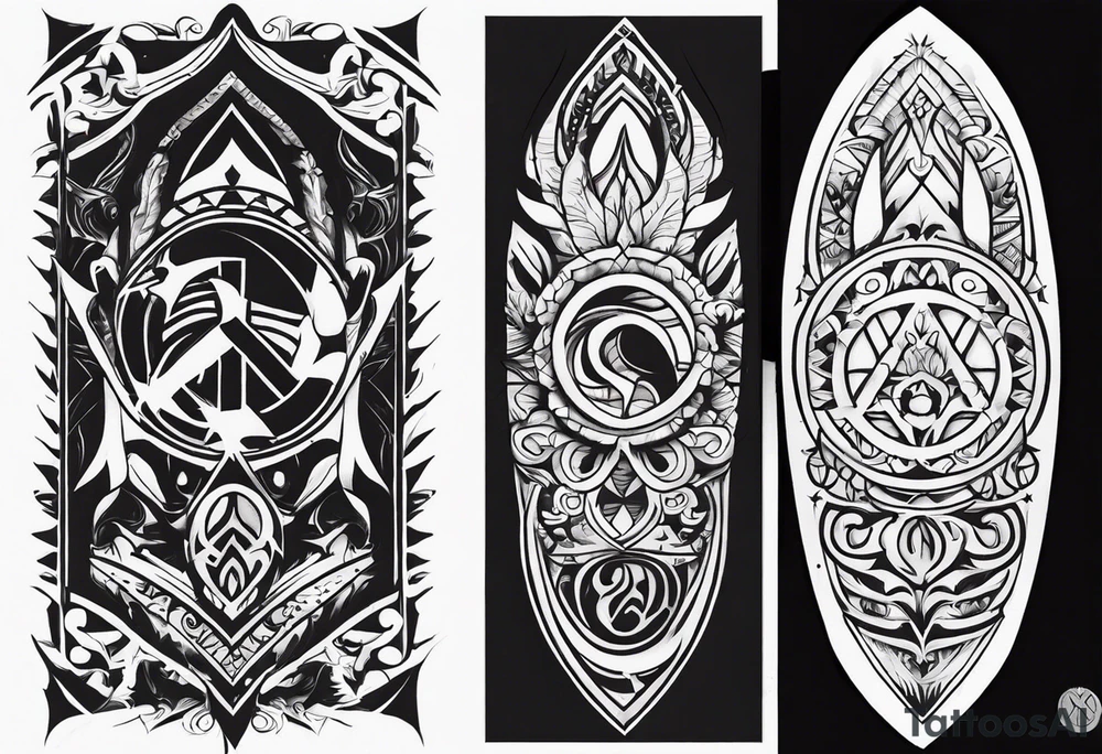 Peace and war Tribal sleeve tattoo idea