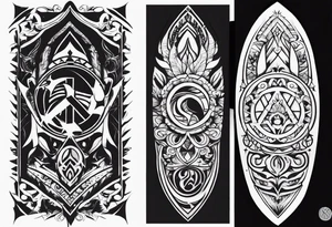 Peace and war Tribal sleeve tattoo idea