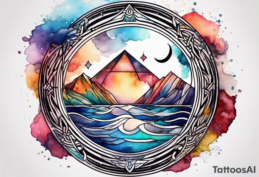 tattoo that represents what goes around comes around water color
 based tattoo idea