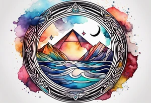 tattoo that represents what goes around comes around water color
 based tattoo idea