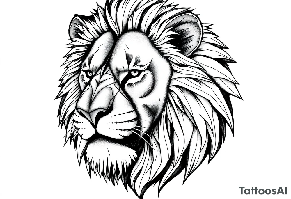 powerful majestic lion, close-up tattoo idea