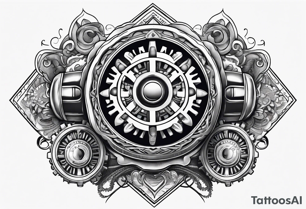 Gear knob and money and fire tattoo idea