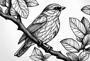 Bird oak tattoo idea