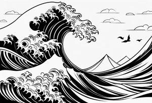Single line ocean wave tattoo idea