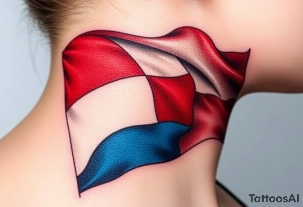 A waving Czech flag with realistic fabric texture tattoo idea