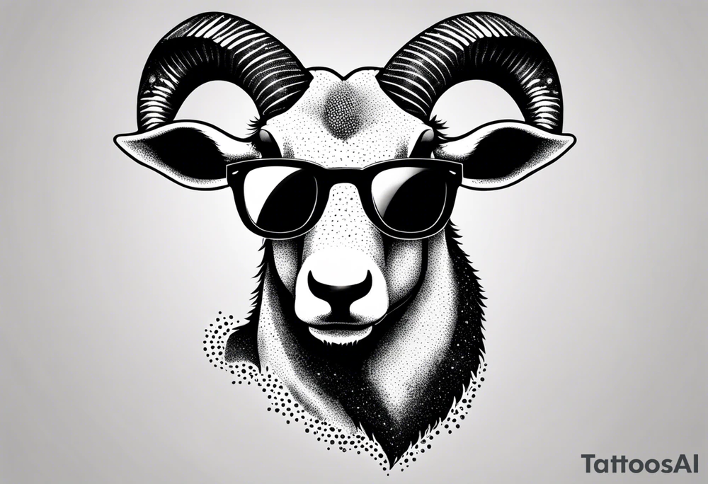 capricorn with sunglasses and gun tattoo idea
