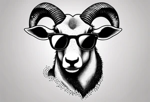 capricorn with sunglasses and gun tattoo idea