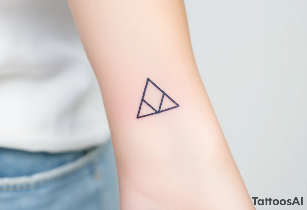 Design a very small (max 2x2 cm) tattoo for the inner wrist that subtly symbolizes lesbian identity. It should be minimal and delicate — possibly fine line or soft color. The design must be discreet yet meaningful, not instantly recognizable as LGBTQ but with layered symbolism. Think of subtle elements like intertwined female symbols, abstract sapphic references, or a hidden double meaning through nature (e.g. flowers, moons, triangles). Avoid clichés or bold pride imagery. Keep it elegant, wearable, and intimate. Something with a triangle tattoo idea