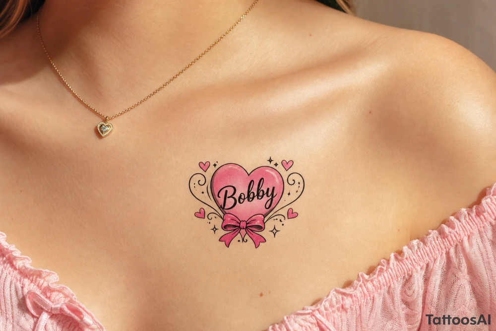 Heart cute adorable beautiful girly preppy heart tattoos with women boyfriends name that is named Bobby tattoo idea