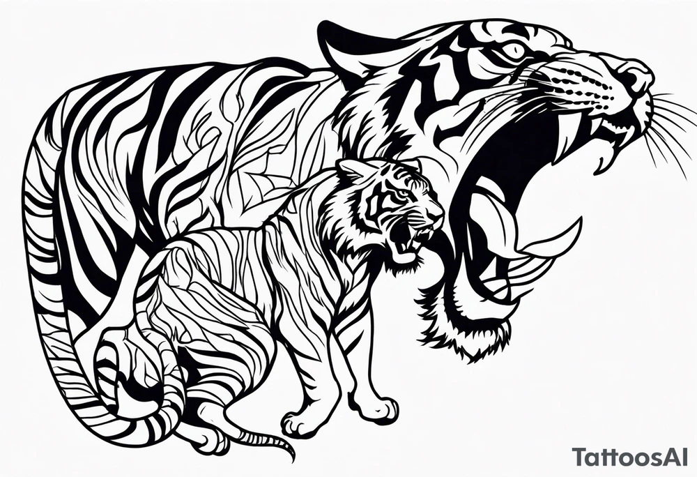 tiger fight tattoo idea