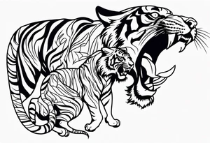 tiger fight tattoo idea