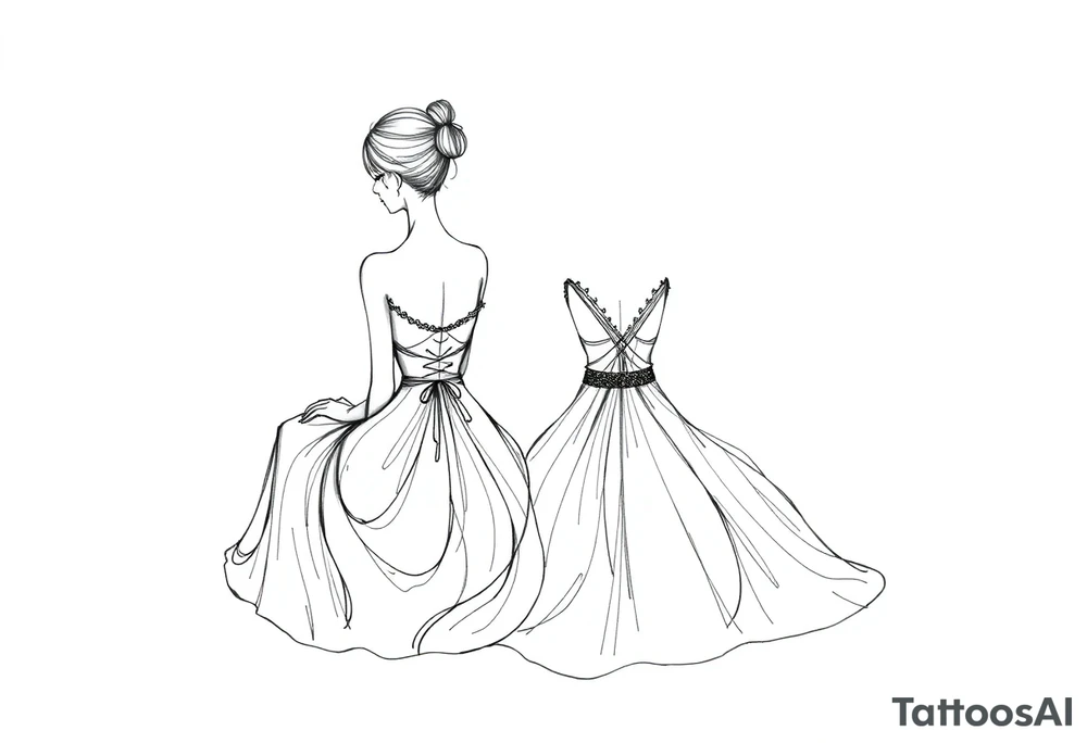 Two girls with dress sitting next tattoo idea