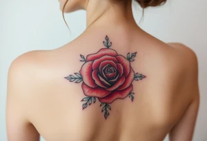 aquamarine color and rose color surrounded by ruby color tattoo idea