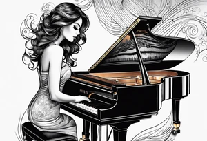 piano music girl tattoo idea