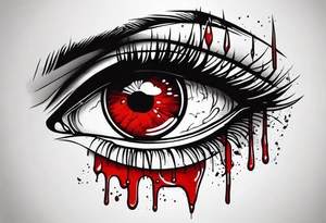 Bleeding tear flows from eye tattoo design tattoo idea