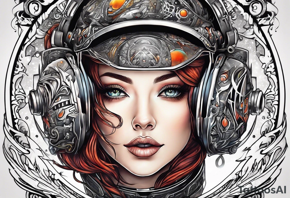 I want the name "Drew" with a space background tattoo idea